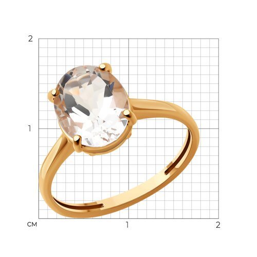 Кольцо золотое пробы 585 с горным хрусталем (Арт.51-310-02463-4)