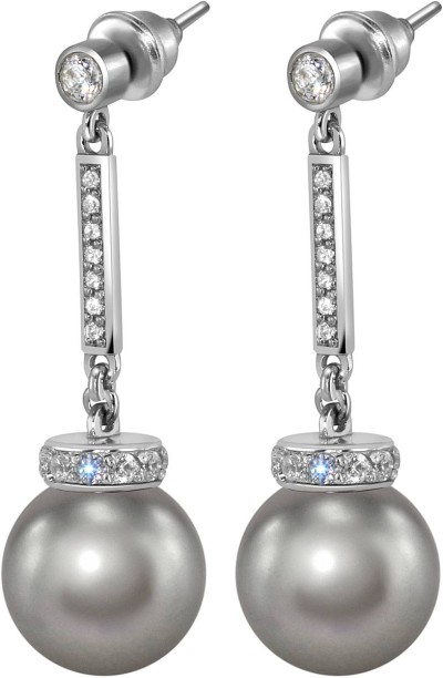 Серьги серебро с жемчугом и куб. цирконием Pearl Kiss 30S Rivoli (арт.ABS-6-12-30-S)