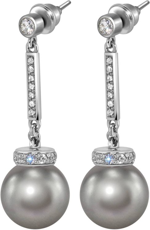Серьги из серебра с жемчугом и кристаллом swarovski (Арт.abs-6-12-30-s)