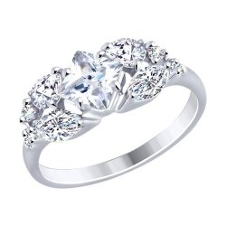 Кольцо из серебра с фианитами (Арт.94012484)