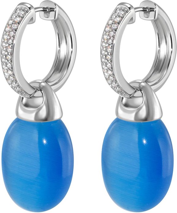 Серьги из серебра с кошачим глазом и куб. цирконием (Арт.fos-1-h-18-s)