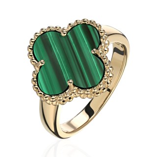 Кольцо золотое с малахитом «Stylish Clover» Estet (арт.01К4314170-2)