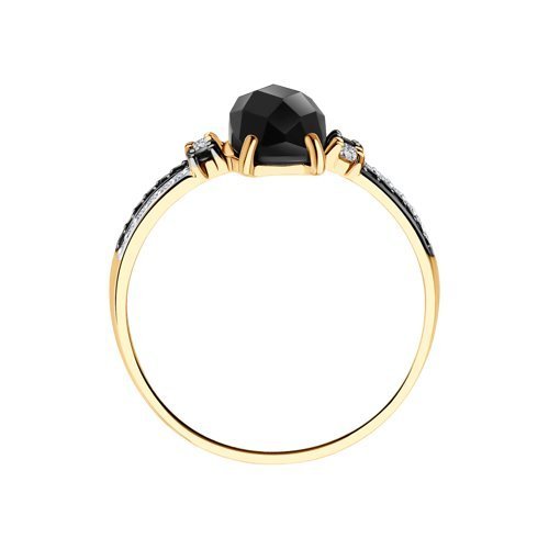 Кольцо золото 585 с агатом и фианитами «Ночная Ария» SOKOLOV (арт.714227)