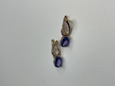 Серьги золотые с танзанитом и фианитом «New Colour» Estet (арт.01С2115339-3)