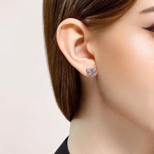 Серьги из серебра с фианитами и эмалью (Арт.94025956)