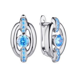Серьги из серебра с фианитом (Арт.cz-e03258-x-w-aq-x-aq)
