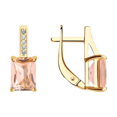 Серьги золотые пробы 585 с ситаллом (Арт.727574)