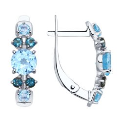 Серьги золотые пробы 585 с миксом камней (Арт.725352-3)