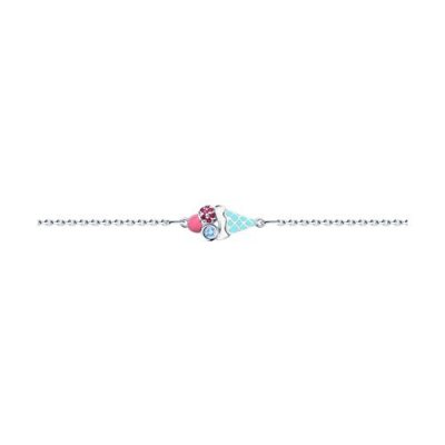 Браслет из серебра с эмалью и фианитами (Арт.94050443)