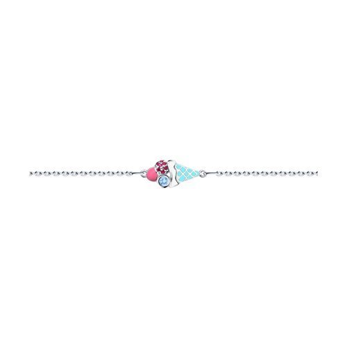 Браслет из серебра с эмалью и фианитами (Арт.94050443)