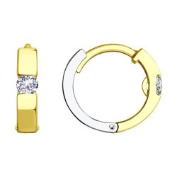 Серьги из комбинированного золота с фианитами (Арт.029475-2)