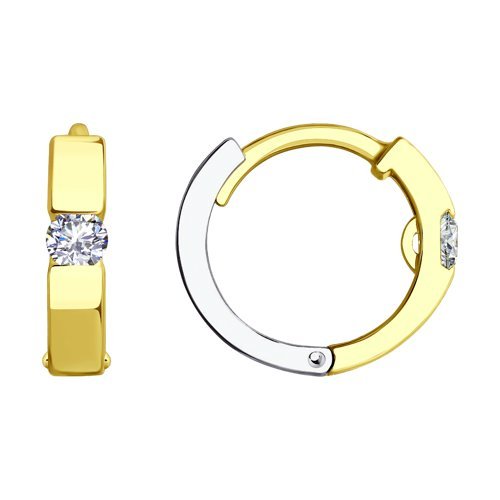Серьги из комбинированного золота с фианитами (Арт.029475-2)