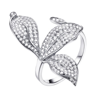 Кольцо с фианитами «Flower Breeze» серебро 925 Fresh Jewelry (арт.MP-R01198-X-W-X-X-W)