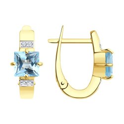 Серьги золотые пробы 585 с топазом (Арт.727506-2)