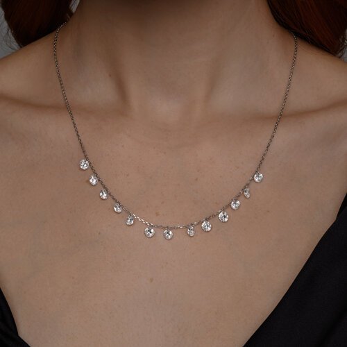 Колье из серебра с фианитами (Арт.94070349)