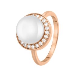 Кольцо из серебра с жемчугом и куб. цирконием (Арт.pi-r00150-x-g-pn-x-w)