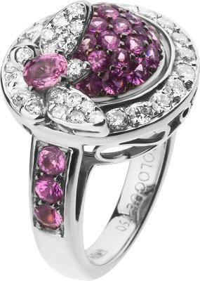 Кольцо из белого золота с бриллиантом и сапфиром (Арт.rg_5059_a04)