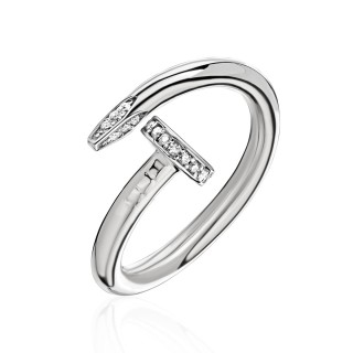 Кольцо с фианитами из белого золота «Stylish Twist» Эстет (арт.01К1214116)