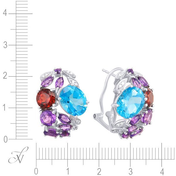 Серьги из белого золота с аметистом и бриллиантом (Арт.e19036_sr_am_bt_grb_wg)