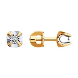 Серьги из комбинированного золота с бриллиантами (Арт.1021749)