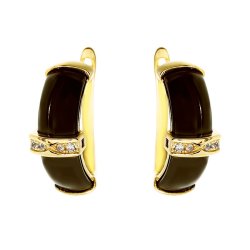 Серьги из серебра с керамикой и куб. цирконием (Арт.tc-e00444-br-l-x-x-w)