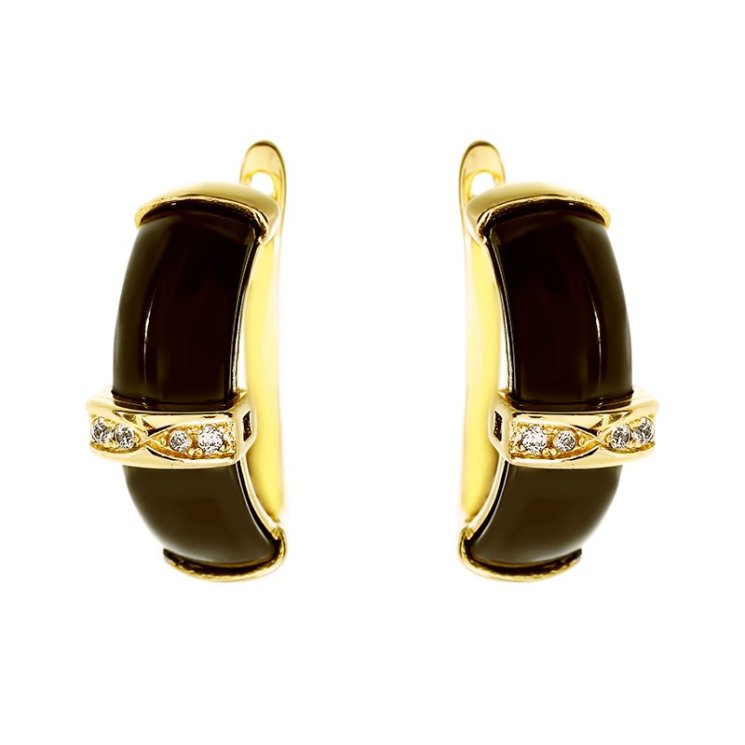 Серьги из серебра с керамикой и куб. цирконием (Арт.tc-e00444-br-l-x-x-w)