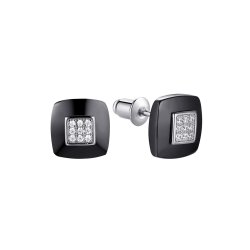 Серьги из серебра с керамикой и фианитом (Арт.tc-e00856-b-w-x-x-w)