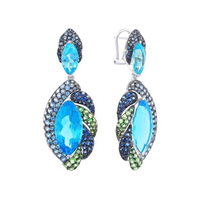 Серьги из белого золота с сапфиром и топазом (Арт.er-32840_sr_sa_bt_tv_wg)