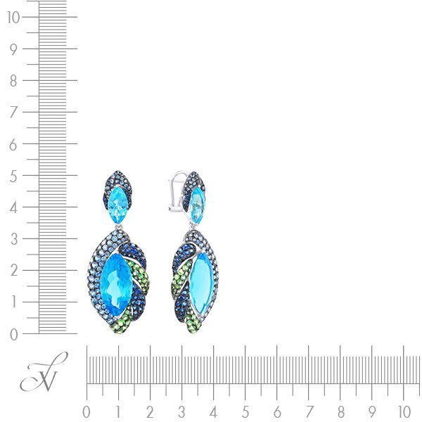 Серьги из белого золота с сапфиром и топазом (Арт.er-32840_sr_sa_bt_tv_wg)