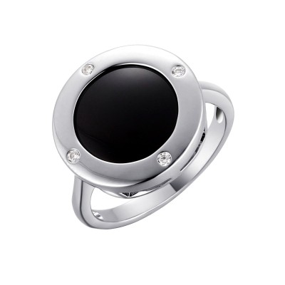 Кольцо серебряное с керамикой и фианитами «Ceramic Chic» Fresh Jewelry (арт.TC-R01066-B-W-X-X-W)