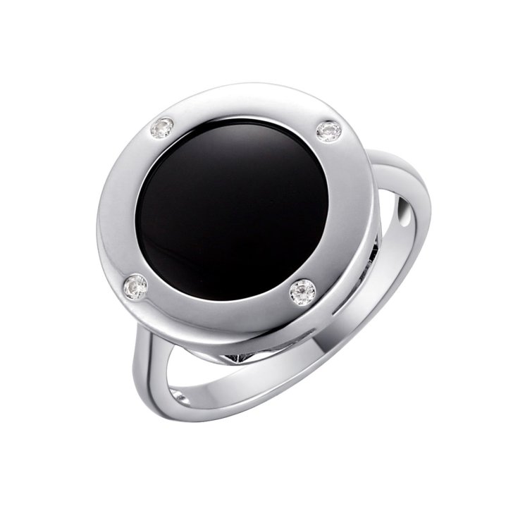 Кольцо из серебра с керамикой и фианитом (Арт.tc-r01066-b-w-x-x-w)