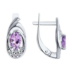 Серьги из серебра с аметистами и фианитами (Арт.94-320-02686-3)