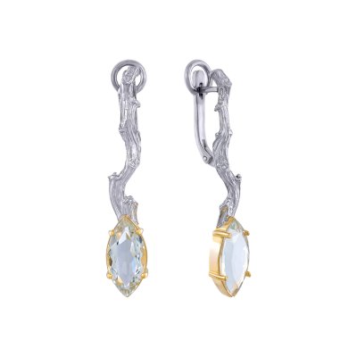 Серебряные серьги BEAVERS с зеленым аметистом 2152az