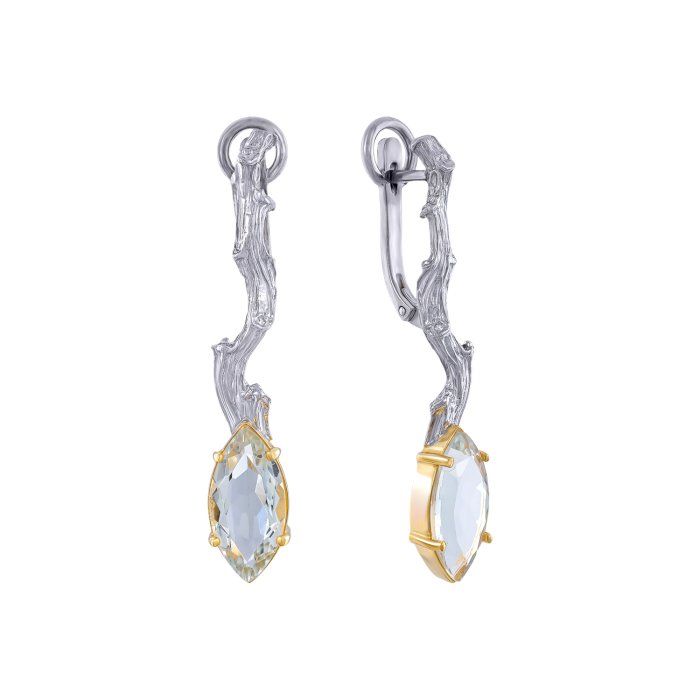 Серебряные серьги BEAVERS с зеленым аметистом 2152az