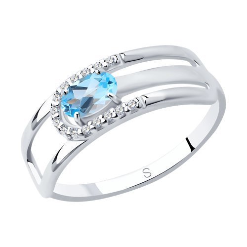 Кольцо из серебра с топазом и фианитами (Арт.92011741)