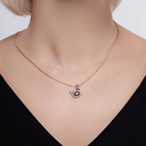 Кулон из золочёного серебра с раухтопазом и фианитами «Морской Краб» Соколов (арт.9203-0766)