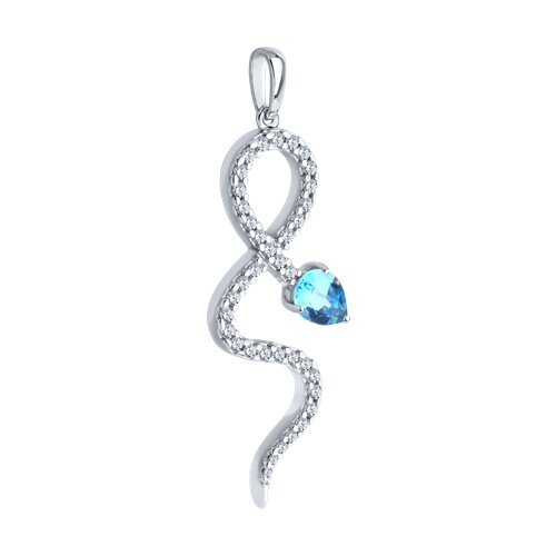 Подвеска из серебра с топазом и фианитами «Ледяная змея» Соколов (арт.92030772)