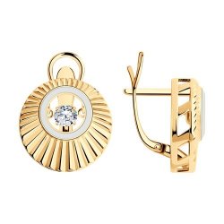 Серьги из золочёного серебра с фианитами и эмалью (Арт.93-120-01875-2)