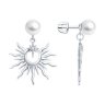 Серьги из серебра с синтетическим жемчугом и фианитами (Арт.94027329)