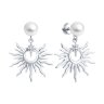 Серьги из серебра с синтетическим жемчугом и фианитами (Арт.94027329)