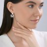 Серьги из серебра с синтетическим жемчугом и фианитами (Арт.94027329)