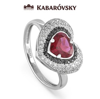 Кольцо серебряное с родолитом «Сердце Gems» Kabarovsky (арт.11-077-2189)
