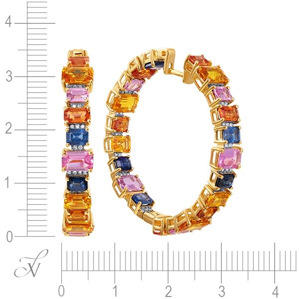 Серьги золотые с бриллиантами и сапфирами «Радуга Сапфиров» MY JEWELS (арт.SB00351E-Y-FS)