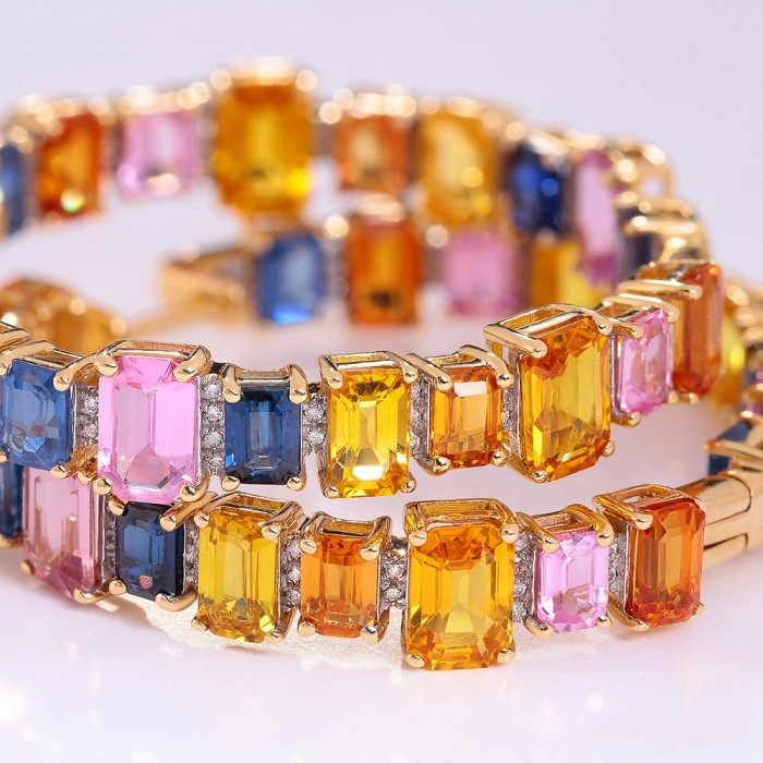 Серьги золотые с бриллиантами и сапфирами «Радуга Сапфиров» MY JEWELS (арт.SB00351E-Y-FS)