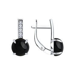 Серьги из серебра с агатами и фианитами (Арт.94-320-00887-2)