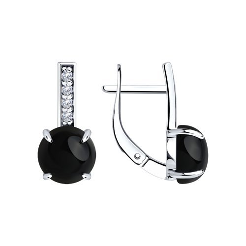 Серьги из серебра с агатами и фианитами (Арт.94-320-00887-2)