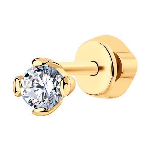 Серьга одиночная из золочёного серебра с фианитами (Арт.93170009)