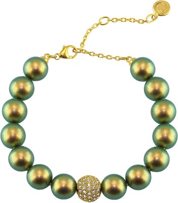 Браслет из серебра с жемчугом и куб. цирконием (Арт.5b-gk-26)