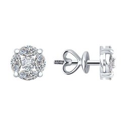 Серьги из белого золота с выращенными бриллиантами и рубинами (Арт.52-222-02796-1) Серьги из белого золота с выращенными бриллиантами и рубинами (Арт.52-222-02796-1)