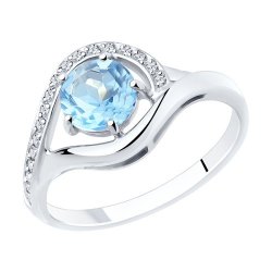 Кольцо из серебра с топазом и фианитами (Арт.94-310-00435-1)